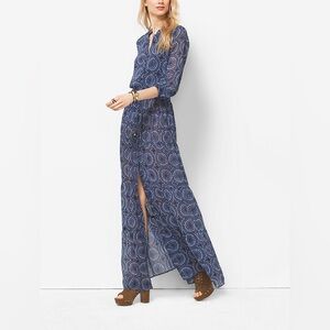 MICHAEL Michael Kors Medallion Print Georgette Long Sleeve Maxi Dress